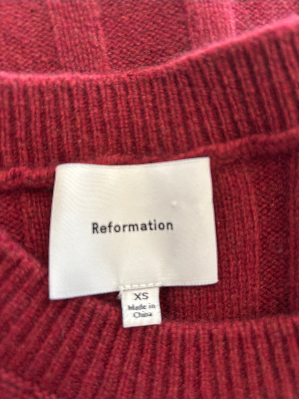 Reformation Ribbed Short-Sleeve Mini Dress in Burgundy - Picture 9 of 12